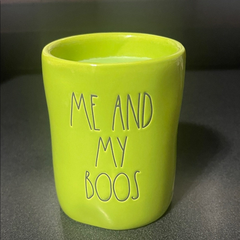 Rae Dunn Halloween Lime Green Me and My Boos Candle NEW